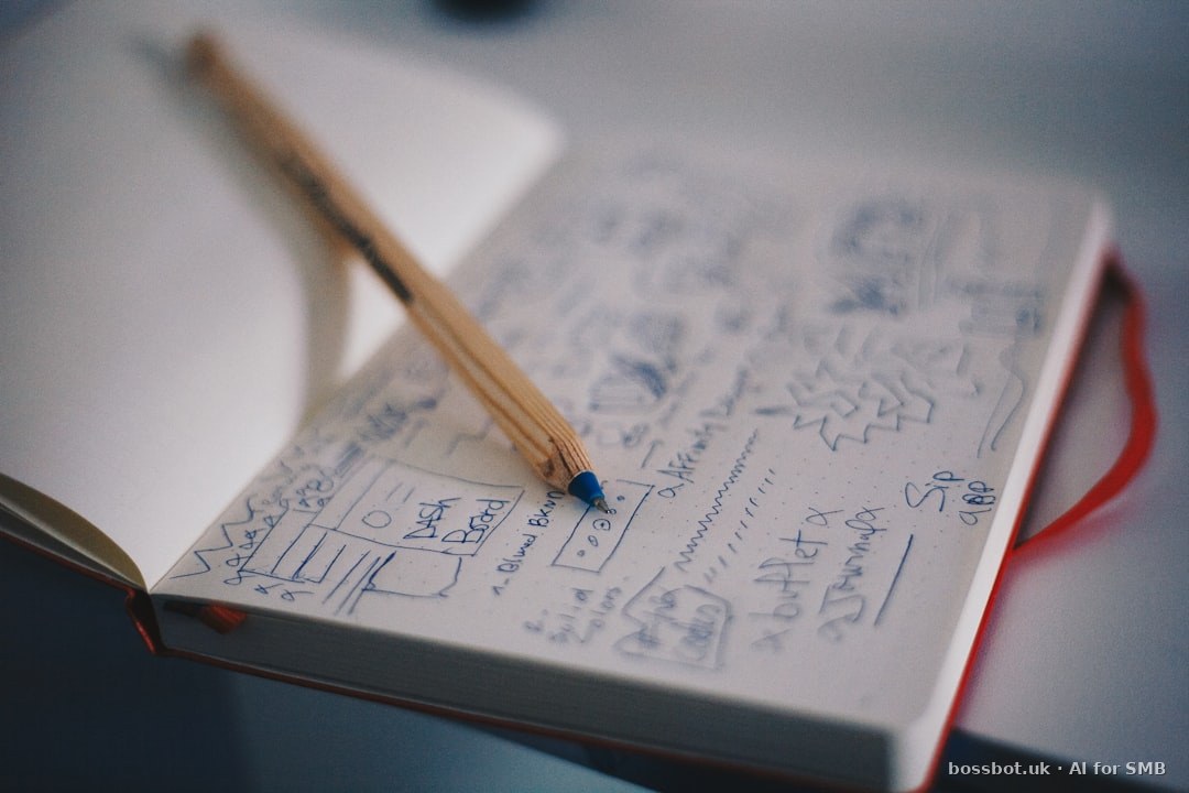 Blue ballpoint pen on white notebook