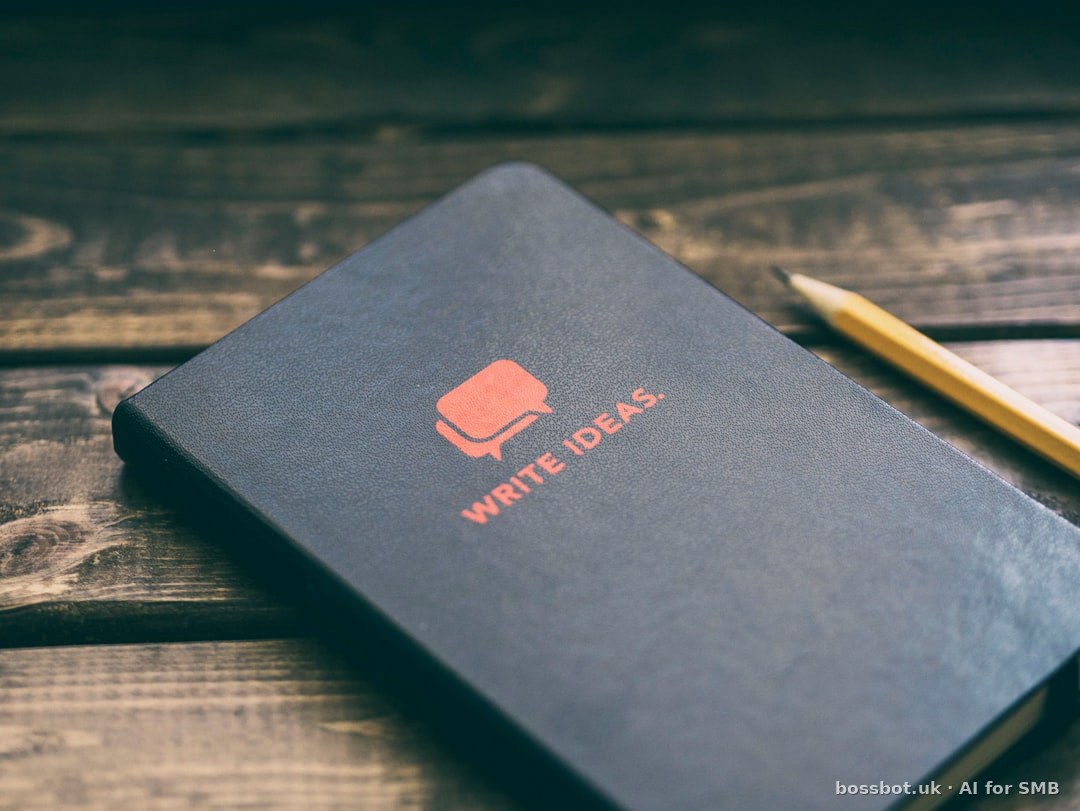 Write ideas book on brown wooden board