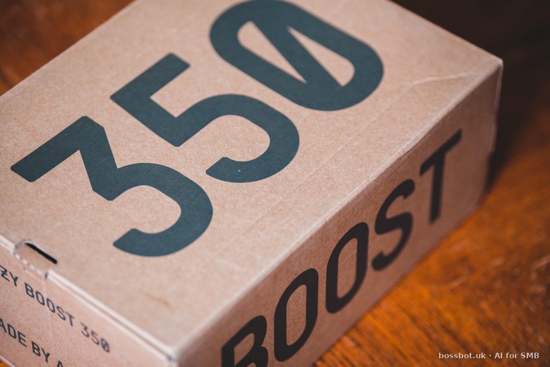 White and blue cardboard box