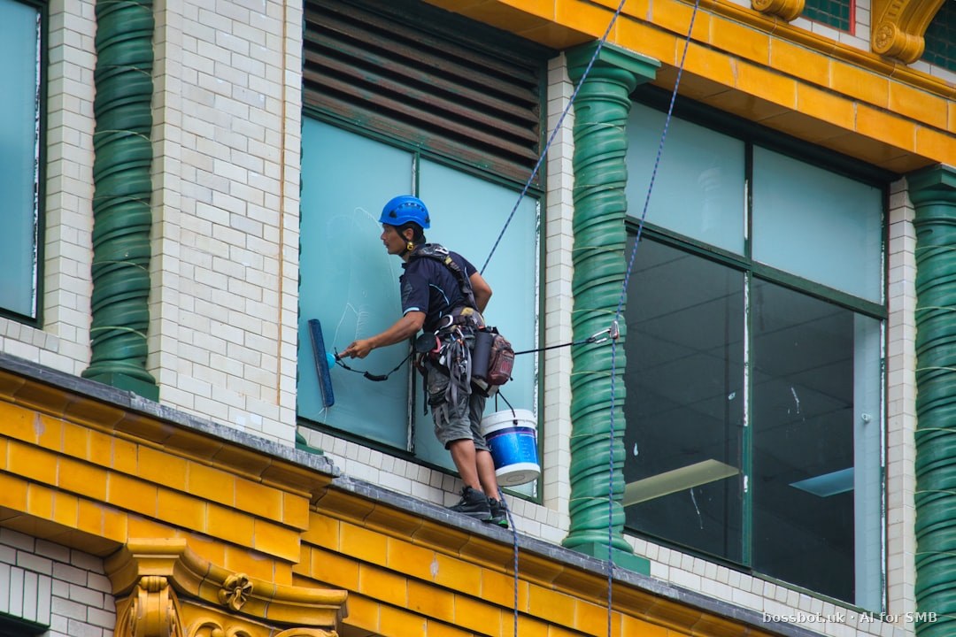 Cleaning company team member scheduling service appointments via WhatsApp in Brazil.