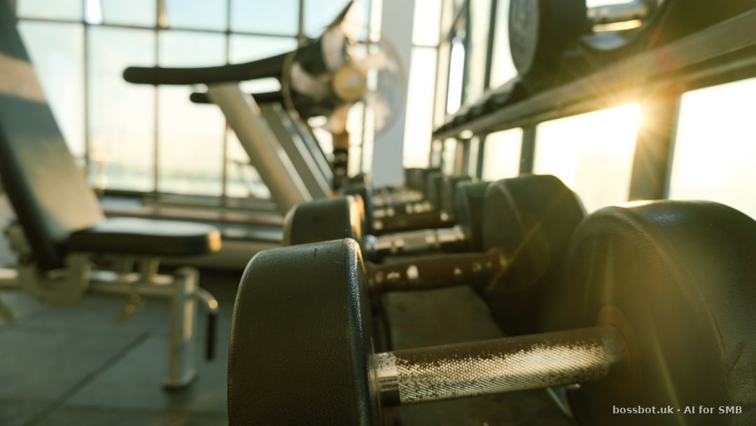 A row of exercise equipment in a gym